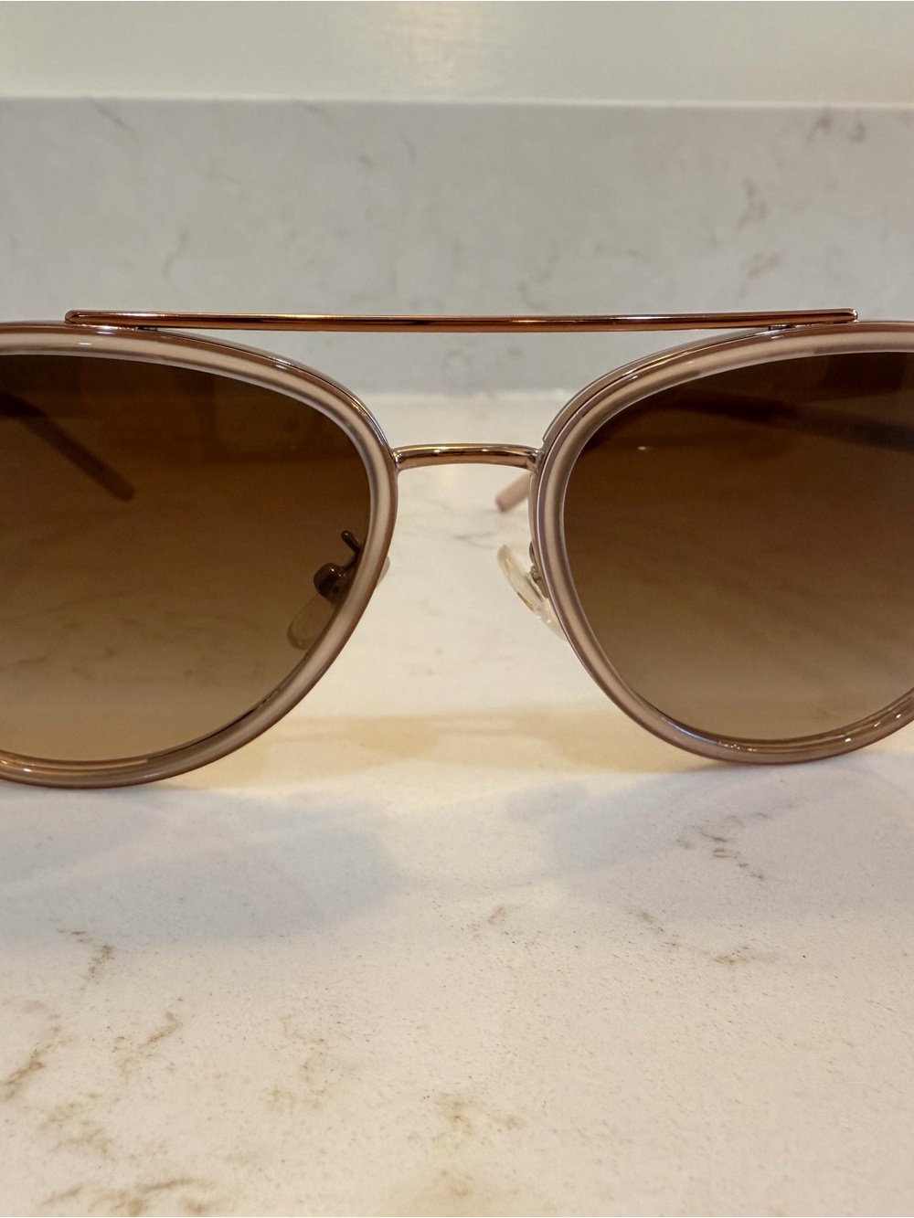 Tory Burch Brown Gradient Aviator Sunglasses
